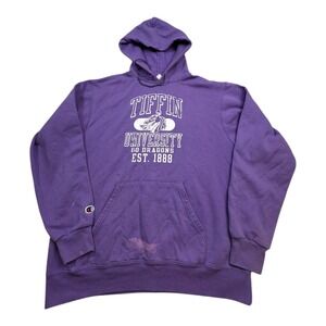 Champion Tiffin University Go Dragons Purple Hoodie Sweatshirt Mens Medium